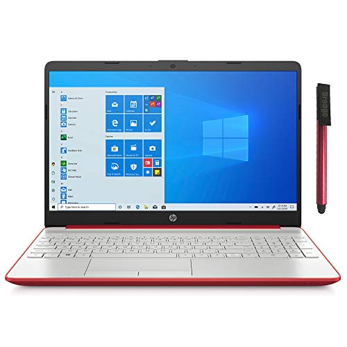 HP 15 15.6" Windows 10 Pro S Business Laptop Computer_ Intel Pentium Gold 6405U 2.4GHz_ 4GB DDR4 RAM, 128GB SSD_ AC WiFi_ Bluetooth 4.2_ Type-C_ HDMI_ Webcam_ Scarlet Red_ BROAGE 64GB Flash Drive