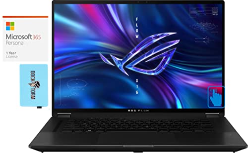 ASUS ROG Flow X16 GV601 Gaming & Entertainment Laptop (AMD Ryzen 9 6900HS 8-Core, 16GB DDR5 4800MHz RAM, 2x1TB PCIe SSD RAID 1 (1TB), Win 11 Pro) with MS 365 Personal , Hub