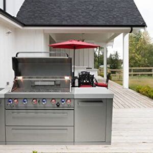 Mont Alpi MAi805 44-inch 6-Burner 115000 BTU Stainless Steel Gas Outdoor Kitchen Bar Barbecue Modular Island Grill w/ Infrared Side & Rear Burners + Granite Countertops + Storage Cabinets & Drawers