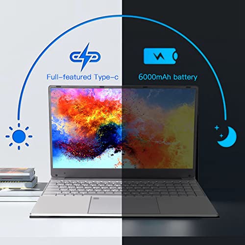 Vbestlife 15.6in Silver Slim Laptop, FHD IPS Screen, for Intel J4125 Quad Core and Four Threads, 8GB RAM 128GB Storage, Bluetooth, Touch Pad, for Windows 11 Home (US)