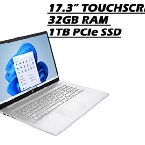 HP 17 Light Thin Touchscreen Laptop, 17.3'' Display, Ryzen 5 5500U (>i7-1065G7) (4.0GHz,6-Core), AMD Radeon Graphics, Type-C, Long Battery Life, Win11,w/HDMI Cable (32GB RAM | 1TB PCIe SSD), Silver
