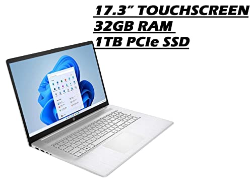 HP 17 Light Thin Touchscreen Laptop, 17.3'' Display, Ryzen 5 5500U (>i7-1065G7) (4.0GHz,6-Core), AMD Radeon Graphics, Type-C, Long Battery Life, Win11,w/HDMI Cable (32GB RAM | 1TB PCIe SSD), Silver