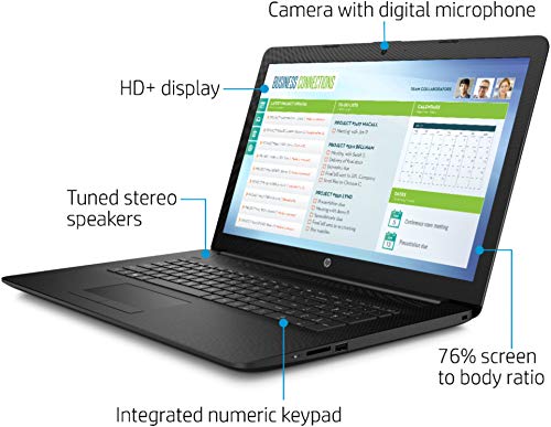 HP Newest 17.3" Laptop Intel i3 1005G1 8GB 1TB HDD Jet Black Windows 10 Home in S Mode with GS HDMI Cable