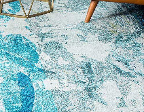 Unique Loom Positano Collection Coastal Modern Fish Light Blue Runner Rug (3' x 10')