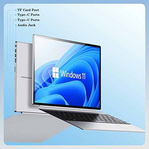 2 in 1 Laptop Computer, Intel J4125 Processor Windows 11 Touchscreen 12.3" HD Display with Detachable Keyboard 12GB RAM, 256GB SSD Storage, Type-C, TF Card, Use for Business, Study and Entertainment