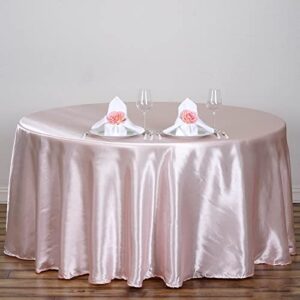 TABLECLOTHSFACTORY 120" Blush Wholesale Linens Satin Round Tablecloth for Kitchen Dining Catering Wedding Birthday Party Events