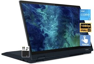 lenovo 2022 newest flex 5i 14″ fhd touchscreen 2-in-1 laptop computer, dual core intel i3-1115g4 (upto 4.1ghz, beats i5-1030g7), 4gb ram, 128gb ssd, wifi, webcam, abyss blue, win 11s+marxsolcables