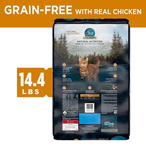 Purina ONE Natural, High Protein, Grain Free Dry Cat Food, True Instinct With Real Chicken - 14.4 lb. Bag