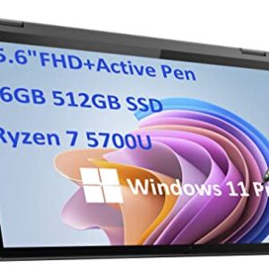 Lenovo IdeaPad Flex 5 15.6" 2-in-1 Touchscreen (AMD 8-Core Ryzen 7 5700U, 16GB RAM, 512GB PCIe SSD, Webcam, Active Stylus), FHD Convertible Laptop, Backlit, Fingerprint , IST Pen, Windows 11 Pro