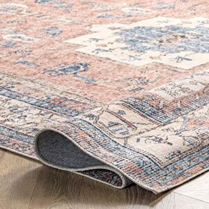 nuLOOM Eleanor Machine Washable Distressed Medallion Area Rug, 4' x 6', Multi