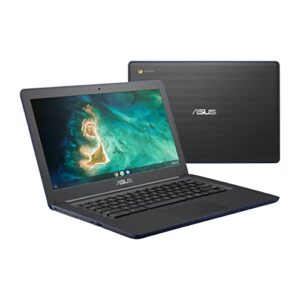 asus chromebook c403 rugged & spill resistant laptop, 14.0″ hd, intel celeron n3350 processor, 4gb ram, 32gb emmc 810g durability, dark blue, chrome os, c403na-ws42-bl (renewed)