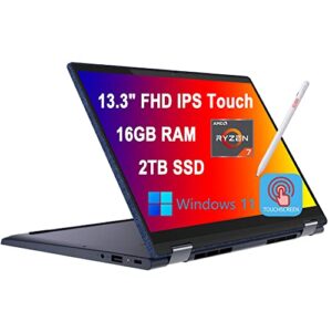 lenovo yoga 6 13 2-in-1 laptop 13.3″ fhd ips touchscreen (72% ntsc) amd octa-core ryzen 7 5700u (beats i7-10710u) 16gb ram 2tb ssd fingerprint backlit dolby atmos win11 blue + pen