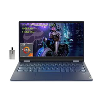 2022 Lenovo Yoga 6 13.3" Touchscreen 2-in-1 Laptop, AMD Ryzen 7-5700U (>i7-1165G7), 16GB RAM, 512GB PCIe SSD, Backlit Keyboard, Fingerprint Reader, WiFi AX, Win 11, Blue, 32GB (Renewed)