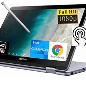 SAMSUNG Premium 2-in-1 Chromebook Plus V2 Laptop Computer, 12.2" FHD Touchscreen, Intel Celeron 3965Y, 4GB RAM, 64GB eMMC, Webcam, USB Type-C, Wi-Fi, Bluetooth, Chrome OS, Silver+JVQ Stylus Pen