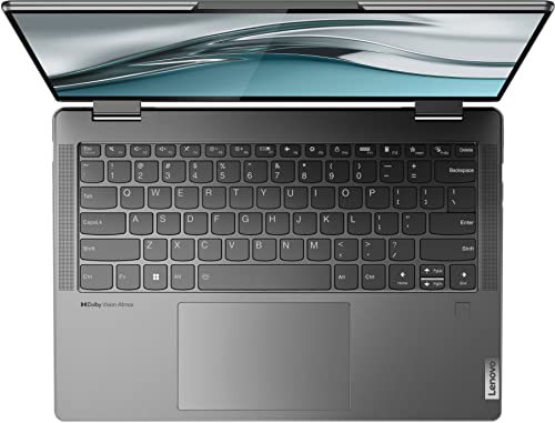 Lenovo ENOVO Yoga 7i 2-in-1 Laptop 14'' 2.2K Touchscreen12th Core i7-1255U Iris Xe Graphics 16GB RAM 512GB SSD WI-FI 6E Thunderbolt 4 Backlit KB w/FP Windows 11 Pro RATZK 32GB USB, Storm Grey, (82QE)