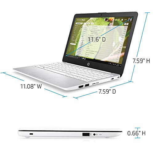 HP 2021 Stream 11.6" HD Laptop Computer, Intel Celeron N4000 Processor, 4GB RAM, 64GB eMMC , 1-Year Office 365, Webcam, Intel UHD Graphics 600, Bluetooth, Windows 10 S, White, 32GB SnowBell USB Card