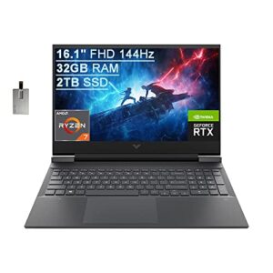 HP 2022 Victus 15.6" FHD Gaming Laptop, AMD Ryzen 7-5800H (Beats i7-10870H), 32GB RAM, 2TB PCIe SSD, NVIDIA GeForce RTX 3050 Ti, Backlit Keyboard, Win 11, Mica Silver, 32GB SnowBell USB Card