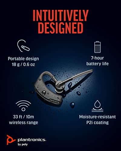 Poly Voyager Legend Wireless Headset (Plantronics) - Single-Ear Bluetooth w/Noise-Canceling Mic - Voice Controls - Mute & Volume Buttons - Ergonomic Design -Connect to Mobile/Tablet via Bluetooth -FFP