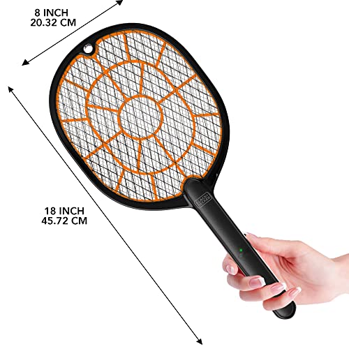 BLACK+DECKER Electric Fly Swatter & Fly Zapper- Bug Zapper Racket Indoor & Outdoor- Handheld, Heavy- Duty Mosquito Swatter, Battery- Powered, Non- Toxic Safe for Humans & Pets Fly Swatters