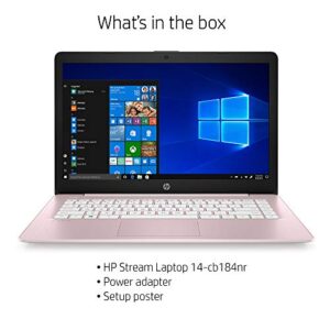 HP Stream 14-Inch Laptop, Intel Celeron N4000, 4 GB RAM, 32 GB eMMC, Windows 10 Home in S Mode With Office 365 Personal For 1 Year (14-cb184nr, Rose Pink)