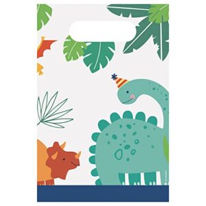 amscan 9912588 – dino-mite dinosaur party paper loot bags – 8 pack