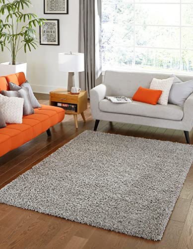 Unique Loom Solid Shag Collection Area Rug (5' 1" x 8', Cloud Gray)