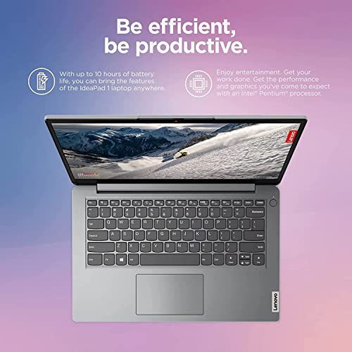 Lenovo IdeaPad 1i Thin Light Laptop, 14" HD Dispay, Intel Pentium N5030(up to 3.10 GHz), Intel UHD Graphics, 4GB RAM, 160GB Storage (128GB eMMC+MTC 32GB Flash Memory), Windows 11 S, Cloud Grey