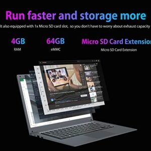 WAKST 14.1'' Windows 11 Laptop , Intel Celeron N3350 , 1920x1080 FHD IPS Display, Ultra Slim Notebook PC, with 4GB RAM BT4.2, Work Study Computer