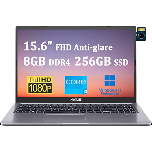 ASUS VivoBook F515 15 Business Laptop | 15.6" FHD NanoEdge Anti-Glare Display | 11th Gen Intel Core i3-1115G4 | 8GB DDR4 256GB SSD | Intel UHD Graphics USB-C Webcam Win11 Pro + 32GB MicroSD Card