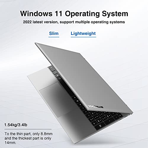 BiTECOOL Windows 11 Laptop, 15.6 inches Full HD IPS Display, Intel Celeron J4125 Quad Core, 8GB RAM and 256GB SSD Laptop Computer, 2.4/5G WiFi, BT4.2, Full Size Keyboard and Ultra Slim