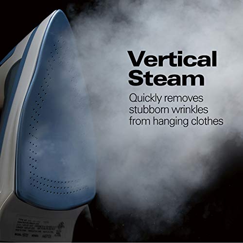 Hamilton Beach Steam Iron & Vertical Steamer for Clothes with Scratch-Resistant Durathon Soleplate, 1500 Watts, 3-Way Auto Shutoff, Anti-Drip, Self-Cleaning, Adjustable Steam Settings, (19701)