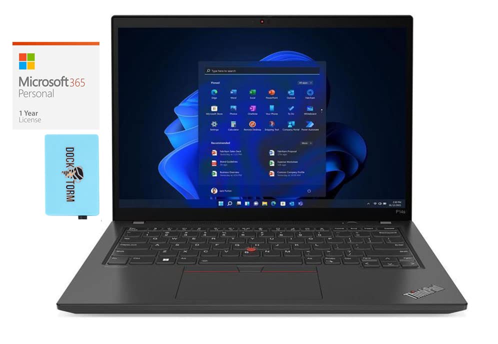 Lenovo ThinkPad P14s Gen 3 Home & Business Laptop (Intel i7-1260P 12-Core, 16GB RAM, 1TB SSD, T550, 14.0" 60Hz Touch 4K (3840x2400), WiFi, Win 11 Pro) with MS 365 Personal, Hub