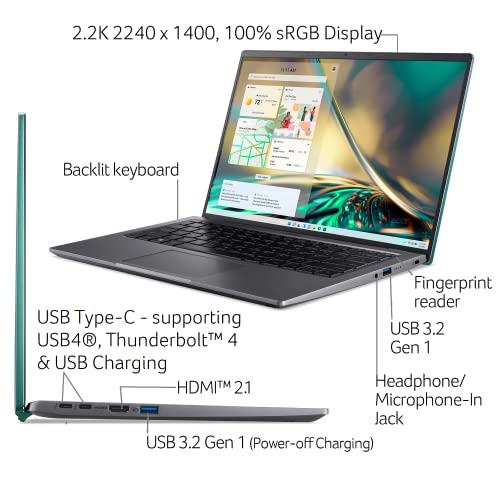 Acer Swift X SFX14-51G-71Y1 Creator Laptop | 14" 2240 x 1400 100% sRGB | 12th Gen Intel i7-1260P | NVIDIA RTX 3050 Laptop GPU | 16GB LPDDR5 | 512GB NVMe SSD | Wi-Fi 6E | Backlit Keyboard | Windows 11