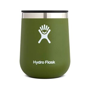 hydro flask 10 oz wine tumbler – stainless steel & vacuum insulated – press-in lid – olive