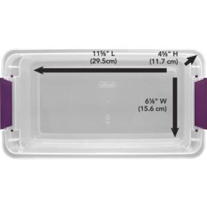 Sterilite 17511712 6 Quart/5.7 Liter ClearView Latch Box, Clear with Sweet Plum Latches, 12-Pack