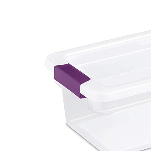 Sterilite 17511712 6 Quart/5.7 Liter ClearView Latch Box, Clear with Sweet Plum Latches, 12-Pack