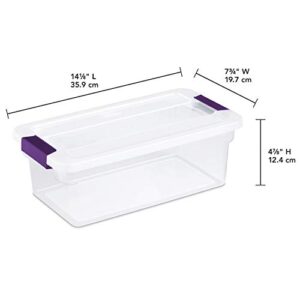 Sterilite 17511712 6 Quart/5.7 Liter ClearView Latch Box, Clear with Sweet Plum Latches, 12-Pack