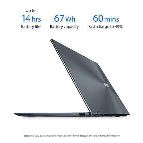 ASUS ZenBook Flip 13 OLED Ultra Slim Convertible Laptop, 13.3” Touch Display, Intel Evo Platform Core i5-1135G7, 8GB RAM, 512GB SSD, Windows 11 Home, AI Noise-Cancellation, Pine Grey, UX363EA-DH52T