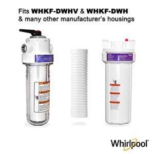 Whirlpool Whole Home Standard Capacity Sediment Filters WHKF-GD05, 2 Pack, 5 Micron, 6-Month Filter Life, Reduces Sediment, Sand, Soil, Silt & Rust, for standard filter housings