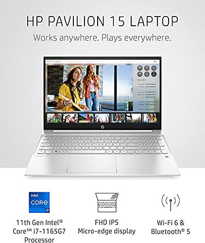 HP Pavilion 15.6'' FHD Business Laptop, 11th Gen Intel Core i7-1165G7 Processor, Windows 10 Pro, 32GB RAM, 2TB SSD, Fast Charge, SD Reader, HDMI, Wi-Fi, Bluetooth, Webcam, 32GB Tela USB Card