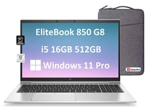 hp elitebook 850 g8 15.6″ fhd ips (intel 4-core i5-1145g7, 16gb ram, 512gb pcie ssd) business laptop, 2 x thunderbolt 4, backlit, fingerprint, webcam, 3-year warranty, ist bag, win 11 pro