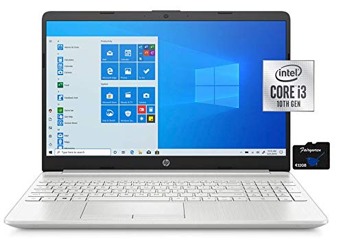 2021 HP 15.6" HD Laptop Computer PC, Intel Core i3-10110U (Beats i5-7200U), 4GB RAM, 128GB SSD, USB-C, WiFi, RJ45, HDMI, HD Webcam, Bluetooth, Windows 10 S, Silver, Fairywren Card