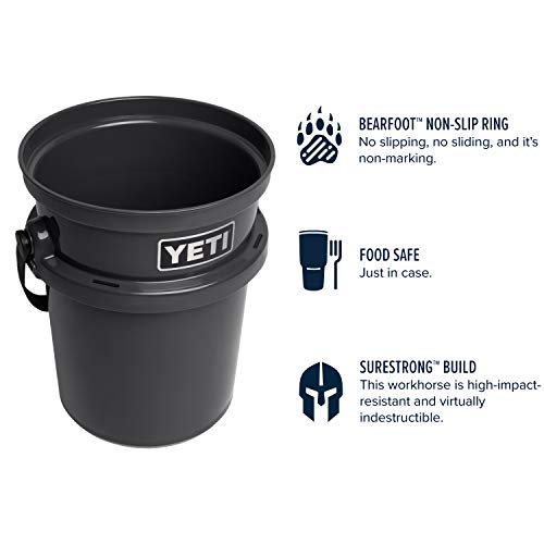 YETI Loadout 5-Gallon Bucket, Impact Resistant Fishing/Utility Bucket, Charcoal