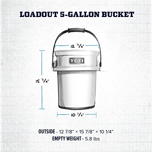 YETI Loadout 5-Gallon Bucket, Impact Resistant Fishing/Utility Bucket, Charcoal