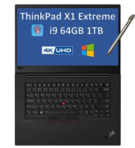 lenovo thinkpad x1 extreme 15.6″ 4k uhd touchscreen (intel 8-core i9-10885h, 64gb ram, 1tb pcie ssd, gtx 1650ti) mobile workstation laptop, thunderbolt, backlit, fp, win 10 pro (renewed)