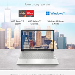 HP 15" Laptop, AMD Ryzen 3 5300U Processor, AMD Radeon Graphics, 256 SSD, Windows 11 Home in S Mode (15-ef2010nr, Natural Silver)