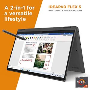 2022 LENOVO IdeaPad Flex 5 14" Touchscreen 2-in-1 Laptop AMD Ryzen 5 5500U 6 Cores 16GB DDR4 512GB NVMe SSD Radeon Graphics HDMI USB-C Fingerprint WiFi-6 Windows 10 Pro w/ Stylus Pen and 32GB USB