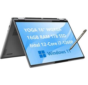 lenovo yoga 7 7i 16″ wqxga (2560×1600) 2-in-1 touchscreen (intel 12th gen i7-1260p, 16gb ram, 1tb ssd, ist computers active stylus) business laptop, backlit kb, thunderbolt 4, webcam, win 11 home