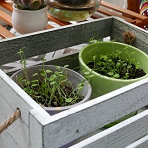 SLPR Wooden Crates for Decoration and Storage (Set of 3, Rope Handles): Rustic White Wood Crate Boxes for Display, Small Distressed Farm Bin, Prop Boxes for Photography, Craft Storage