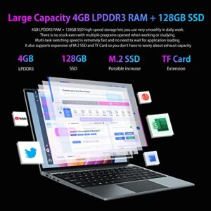 Windows 10 Laptop,13.5 Inch Pentium J3710 Quad core, 4GB RAM+128GB SSD, Thin & Light Notebook PC,3000x2000 3K Panel, 5G+AC WiFi, All-Metal Body, Backlit Keyboard, Finger Print, WPS,HDMI, Gray